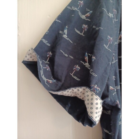 Craft+Flow Voyage short sl shirt mens L flip cuff sailboats palms beach vacation - Picture 1 of 9